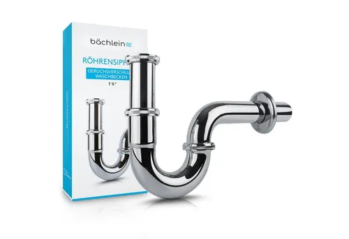 Bächlein Siphon Röhrensiphon, 1 1/4 Zoll, für Waschbecken, chrom