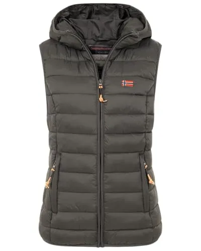 Geographical Norway Damen Steppweste mit Kapuze – Sportliche Übergangsjacke für Frühling und Herbst - Leichte Damen Steppweste mit Kapuze – ideal für aktive Tage und vielseitigen Einsatz. Hochwertige Verarbeitung sorgt für Komfort und Style in jeder Situation.