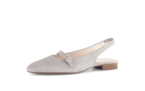 Gabor Slingpumps Beige 41 EU - Elegante Pumps in Größe 41 aus beigem Rauleder mit komfortablem Blockabsatz und spitzer Schuhspitze, ideal für stilvolle Anlässe.