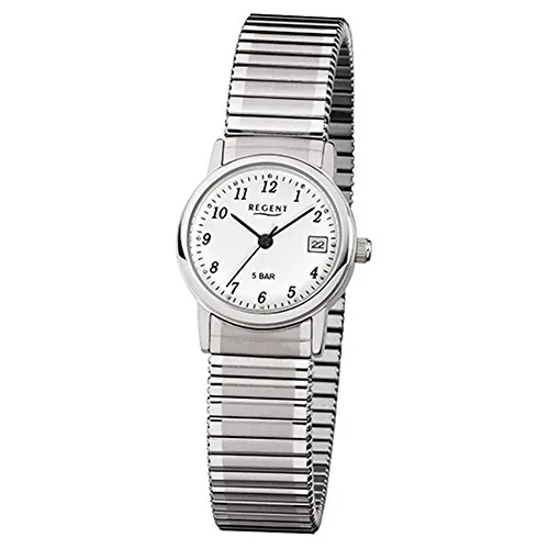 Uhr 25mm Stretch Regent F888 - Armbanduhr für Damen mit 29mm Gehäuse, schwarzes Zugband, präzises Quartz Uhrwerk und wasserdicht bis 50 Meter – ideal für jeden Anlass.