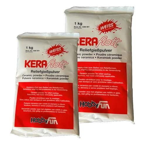 KERAflott Reliefgießpulver weiß 2 kg (2 x 1 kg) in weiß von HobbyFun