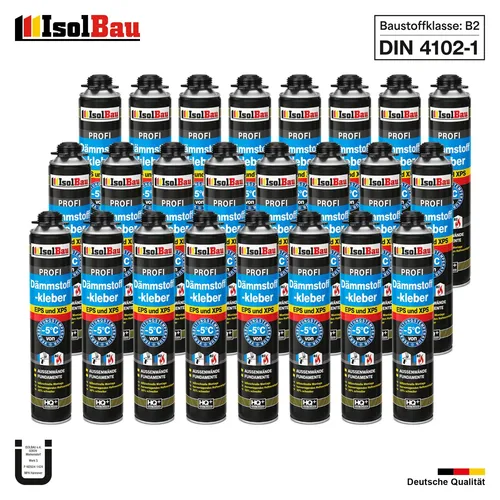 Dämmstoffkleber B2 PU-Klebeschaum Dämmplatten 24 x 750ml Perimeterkleber EPS XPS