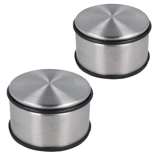 Westcott Türstopper aus Edelstahl (2er-Set) | 2 x Runder Türstopper mit 1,8kg Eigengewicht | Türschonender Gummiring | Extra rutschfeste Unterseite | ⌀ 11cm, Höhe 7cm | Stabil bei Durchzug | E-19006 0