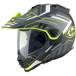 Arai Tour-X5 Trail Endurohelm - Matt Schwarz/Grau/Neon-Gelb - M - Motorradhelm mit VAS-A Visiersystem für optimierte Abgleitfähigkeit und Werkzeugwechsel, ideal für Abenteuer, Off-Road und Straße.