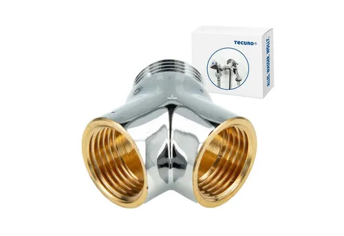Tecuro - 2-wege Verteiler Gabelstück Allseitig 3/4 Zoll, Messing Verchromt