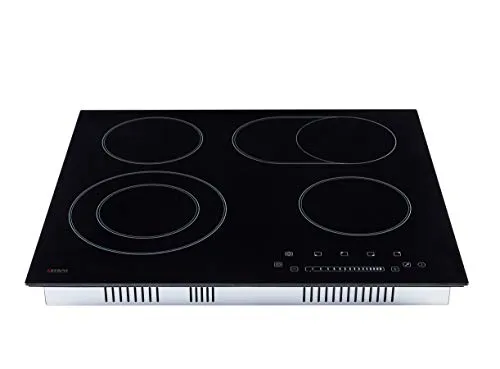Arebos Glaskeramikkochfeld 6600 W | 4 Kochfelder | 59 cm - Kochfeld mit Dual-Kochzone und Bräterzone, inkl. Sensor Touch, Kindersicherung und Überhitzungsschutz für sicheres und komfortables Kochen.
