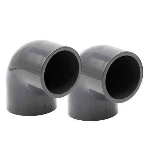 PVC-Winkel-Muffe 90° I 50mm I 1 1/2 Zoll I 2 Stück Klebemuffe I Rohrmuffe mit 2-Anschlüssen I Rohr-Verbindungsstück PVC-Rohr, Fitting I bm087