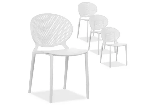 Homestyle4u Gartenstuhl 4er Set weiß in weiß von Homestyle4u