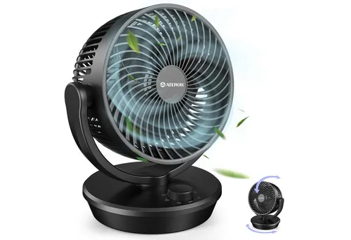 ATEROLL Tischventilator – Leiser Ventilator mit 100° Oszillation - Effizienter Tischventilator mit 6 Geschwindigkeitsstufen und 100° automatischer Schwenkung. Ideal für Schlafzimmer, Wohnzimmer und Büro. Genießen Sie angenehme Luftzirkulation und Energieeinsparung bei nur 28 W.