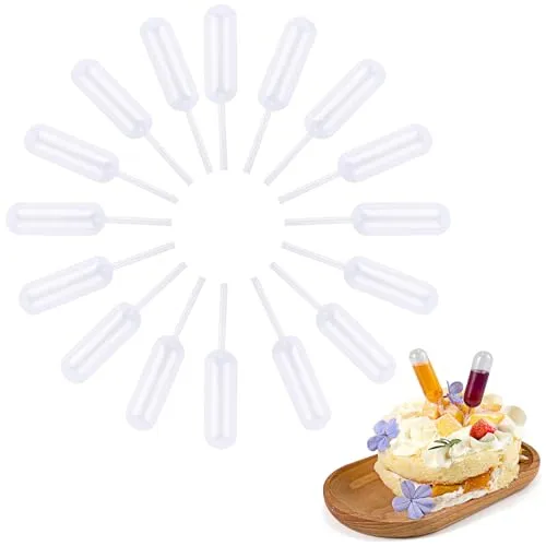 Siumir 100 Stück 4ml Kunststoff Tropfpipetten, Transferpetten Transfer Pipettes Flüssigkeit Tropfer Marmelade Stroh zum Zubereiten und Dekorieren von Cupcakes und Waffeln