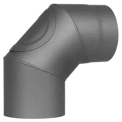 Rohrbogen 90° mit Reinigungsöffnung Grau Ø 150 mm Gussgrau Bogen m. Tür 90 Grad