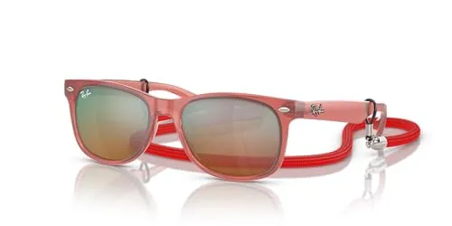 Ray-Ban Junior RJ9052S Jugend-Sonnenbrille - Sonnenbrillen für Kinder | Trendige pinke Vollrand-Design mit rotem Glas, ideal für sonnige Tage und stylische Auftritte.