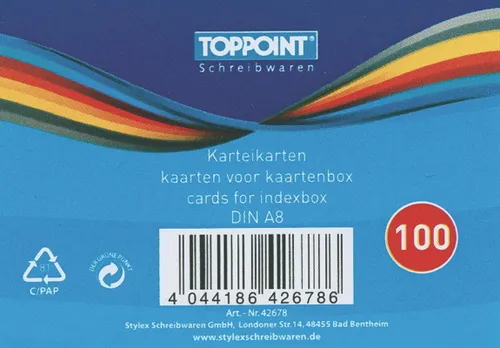 Stylex Karteikarten DIN A8 weiß liniert 52x74mm von STYLEX