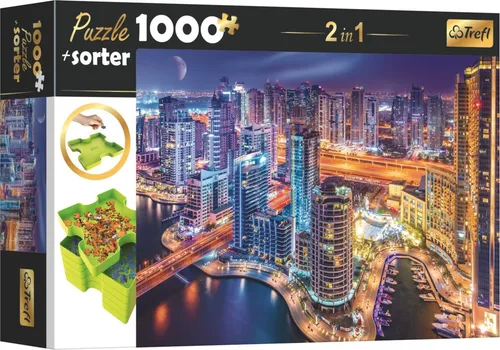 TREFL Puzzle mit Sortierer 2in1 Night Dubai – 1000 Teile