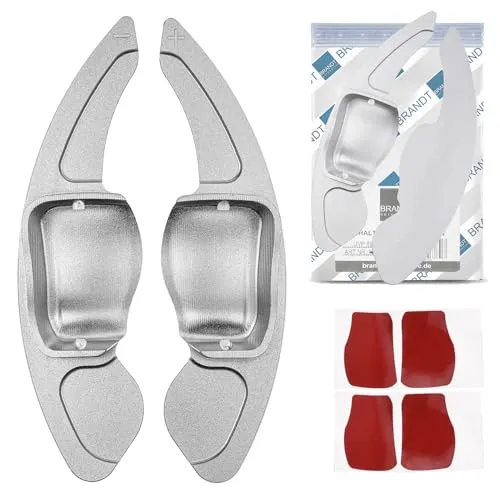 BRANDT Aluminium Schaltwippen Verlängerung Set in Silber für SEAT Modelle - Hochwertiges Set für Kfz-Innenausstattung, kompatibel mit mehreren SEAT Modellen. Verbessern Sie das Schaltgefühl und die Optik Ihres Fahrzeugs.