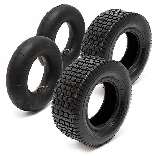 Wiltec 2X Reifenmantel 2X Schlauch für Aufsitzmäher/Rasentraktor 18x8.50-8 4PR Winkelventil