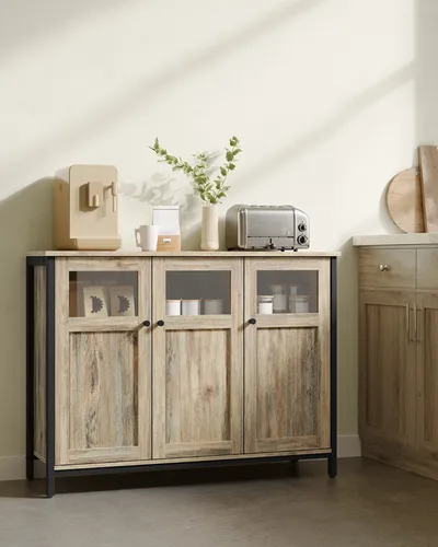 VASAGLE Sideboard Küchenschrank – Industrie Design mit Glastüren