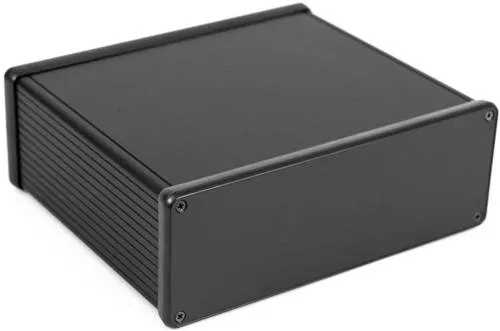 Hammond Electronics 1455U1601BK Universal-Gehäuse - Aluminium-Gehäuse 160 x 191 x 66 mm, extrudiert und eloxiert in Schwarz, ideal für den Schutz elektronischer Bauteile.