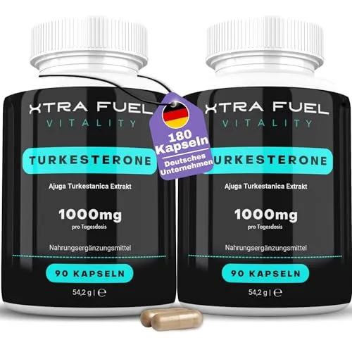 Premium Turk. Kapseln - Hochdosiert für Bodybuilding - Vitamine, Mineralien & Ergänzungsmittel - 1000mg Tagesdosis in 180 veganen Kapseln, laborgeprüftes 10:1 Extrakt für optimale Leistung im Kraftsport.
