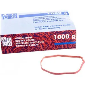 Alco Gummibänder 763, Länge 200mm, Breite 6mm, rot, 1000g