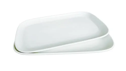 Provance 2er Set 30cm x 17,5 cm Tablett Serviertablett Keramik Porzellan Weiß - Servierplatte Groß Kuchenplatte Rechteckig für Antipasti, Dessert, Kuchen, Sushi, Salat, Porzellanteller