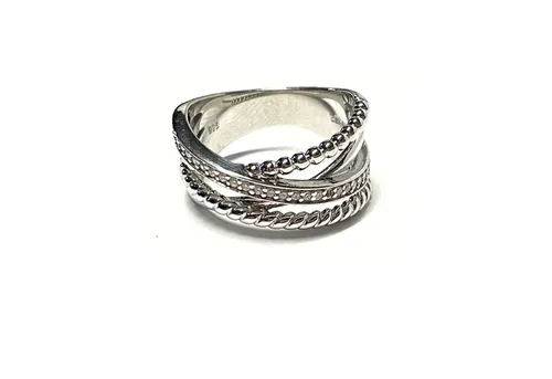 Edelschmiede925 Silberring Silberring 925 /- Silber rhodiniert mit Zirkonia breit üppig #54