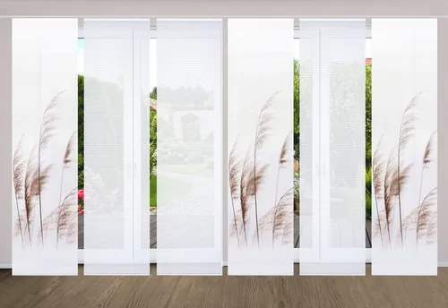 HOME in green Schiebegardine PAMILO, 6er Set - Halbtransparente Gardine in Bambusoptik, ideal für Sichtschutz und Raumteilung, pflegeleicht und flexibel einsetzbar.