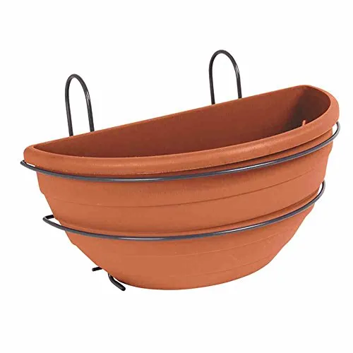 Jardifer 330-043 Halbschale mit Haken 35cm in Terracotta - Praktische Halbschale mit Haken zum Einhängen, ideal für kreative Pflanzenarrangements. Robustes Material aus Metall und Kunststoff, perfekt für den Innen- und Außenbereich.
