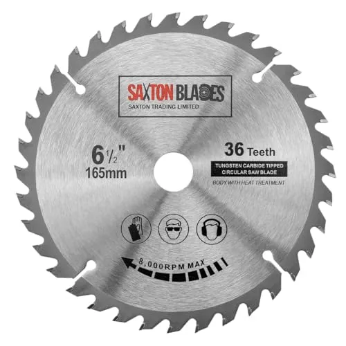 Saxton TCT Kreissägeblatt 165 mm x 20 mm (16 mm Ring) x 36 Zähne Kompatibel mit Bosch, Makita usw