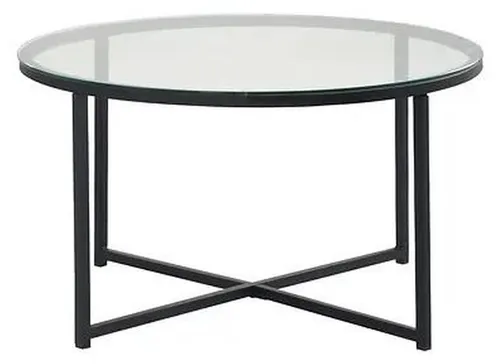 Eleganter Couchtisch aus Glas und Metall in Schwarz - Moderner Couchtisch für das Wohnzimmer, Maße: 80 x 45 x 80 cm. Mit stilvollem Design und hochwertiger Verarbeitung ist er der perfekte Blickfang für Ihr Zuhause.