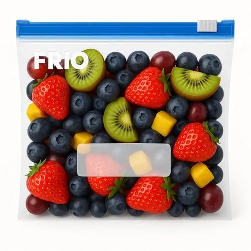FRIO Gefrierbeutel mit Schieber – 15 Stück, 3 l, 26,5 x 26,5 cm, starke Zipper Beutel mit Bodenfalte, luftdicht & mehrfach verwendbar, ideal für Tiefkühlung & Vorrat