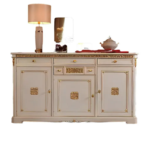 Kommode Anrichte Sideboard Weiß aus Massivholz - Elegante Kommode im Retro-Stil mit 4 Schubladen. Ideal für Esszimmer und Wohnzimmer, bietet viel Stauraum und eine ansprechende Optik.