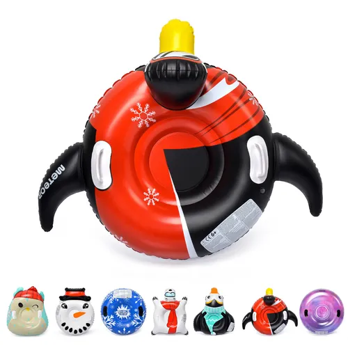 Aufblasbare Schlitten Schneerutscher SnowTube 100x70x40 Rutschreifen PENGUIN ROT