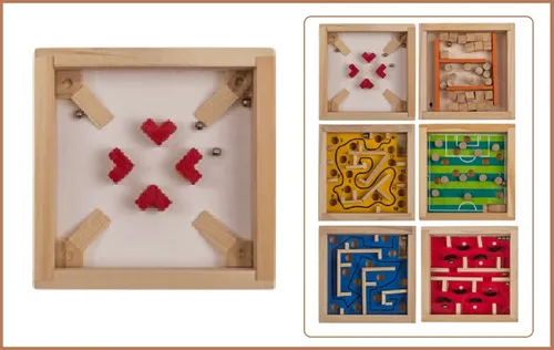 Out of the Blue Holz-Geschicklichkeitsspiel Labyrinth 9x9cm - Sonstige Kreativspielzeuge, ideales Reise-Spielzeug für Kinder, fördert Geschicklichkeit und Konzentration beim Spielen.