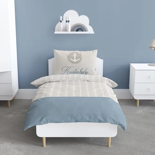 Küstenbaby Anker Baby/Kinder Bettwäsche 2 tlg. 100% Baumwolle - Bettwäsche für Kinder, maritimes Design mit Anker-Motiv, 60° waschbar und trocknergeeignet, ideal für ein gemütliches Kinderzimmer.