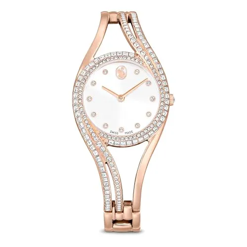 Swarovski Hyperbola Armreifuhr - Elegante Damen-Armbanduhr mit 176 Kristallen, Swiss Made, bis 50 m wasserdicht und perfekter Kombination aus Schmuck und Zeitmesser.