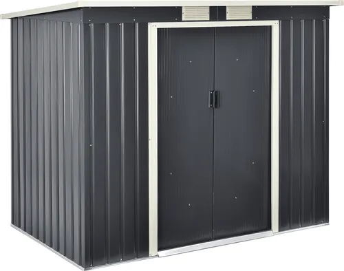 [en.casa] Geräteschuppen 213x130x173cm – Robustes Gartenhaus aus Stahlblech