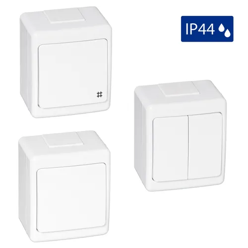 Aufputz / Schalter / Taster / Doppelschalter / Steckdose mehrfach / IP44 💦