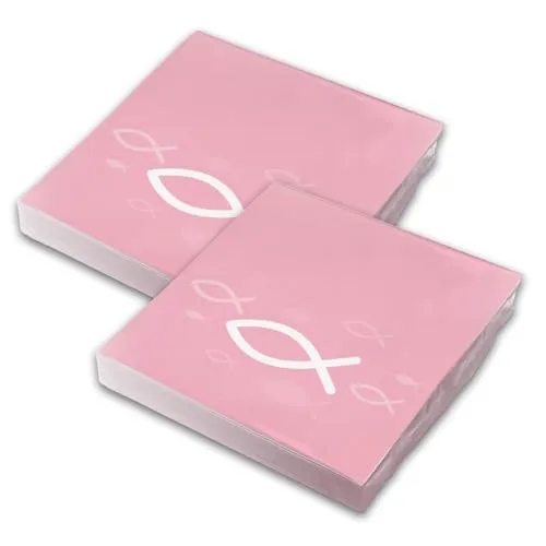 itenga Servietten Papier Fisch 30 x 30 cm 3-lagig 40 Stück für Taufe Kommunion Konfirmation Jungen und Mädchen (vollflächig rosa)
