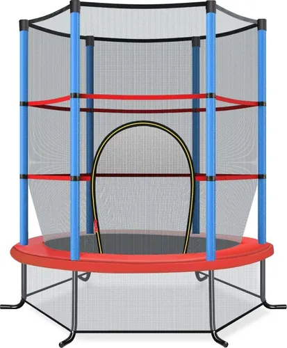 Ø109 cm Gartentrampolin mit Sicherheitsnetz Trampolin bis 135KG belastbar für Kinder ab 3 Jahre Marineblau