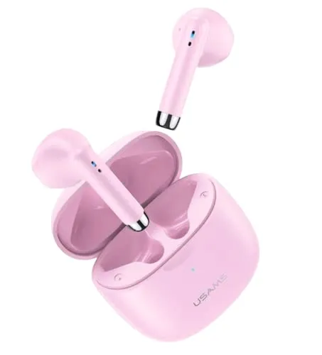 Bluetooth Kopfhörer in-Ear Wireless kabellos mit Kräftigem Bass with USB-C Quick Charge BT 5.0 HiFi 3D Stereo Sound True Wireless Earbuds mit Integriertem Mikrofon Touch Control Super-Mini (Rosa)