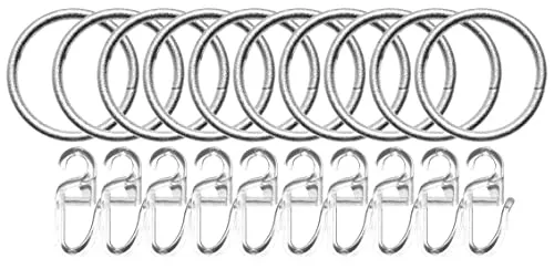 40er Set Ø 35/40 mm Gardinenringe Silber mit Faltenlegehaken »Köln« Gardinenstange, 2021192set