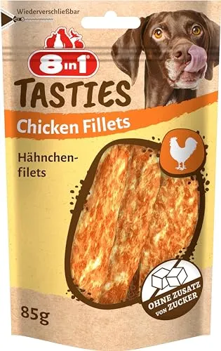 8in1 Tasties Chicken Fillets Hunde-Snack - getreidefreie Leckerlis aus köstlicher Hähnchenbrust, 85 g