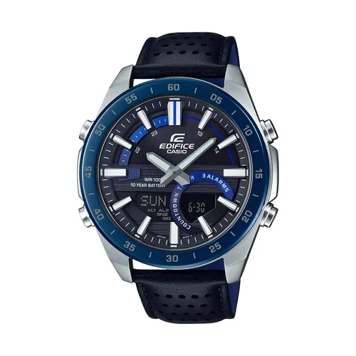 Casio Edifice Armbanduhr ERA-120BL-2AVEF - Schwarz/Schwarz - Herrenuhren mit negativem Display und Weltzeit-Funktion, ideal für Sportler. Wasserdicht bis 10 Bar und mit langlebiger Batterie für bis zu 10 Jahre.