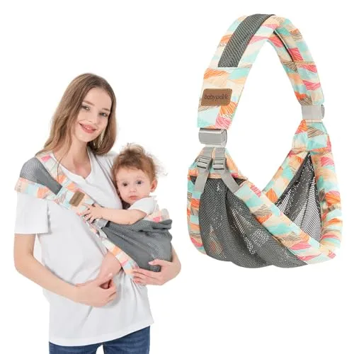 IULONEE Tragetuch Baby Babytrage Neugeborene Ab Geburt Verstellbare Babytrage Auf Einer Schulter Ergonomische Praktische Tragegurt Tragbar Baby Tragegurt Für Babys Von 6 Bis 36 Monaten (Buntes)