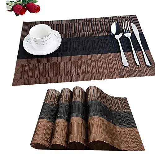 Fontic 6er Set Platzsets 30x45cm Platzdeckchen Rutschfest Abwaschbar Tischmatten PVC Abgrifffeste Hitzebeständig Tischsets, Platz-Matten für küche