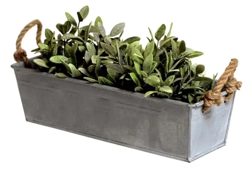 LB H&F Blumenkasten Balkonkasten 44cm Zink - Pflanzkasten Massiv Metall Zinkdeko Gartendeko Pflanzgefäß (Zink)