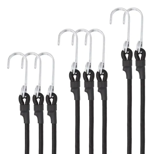 Produktbild LTStore Spanngummi mit Haken,8er Expander mit Haken Gummispanner Gummibänder mit Haken 60cm Gepäckspanner für Sackkarre Gepäckträger Fahrrad Motorrad Camping Schwarz.