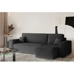 Kaiser Möbel Ecksofa mit Schlaffunktion und Bettkasten, L-Form Dunkelgrau - Ecksofa L-Form mit Schlaffunktion und Bettkasten, ideal für platzsparende Lösungen. Hochwertiger Stoff Neve mit angenehmer Haptik sorgt für Komfort und Stil in jedem Raum.
