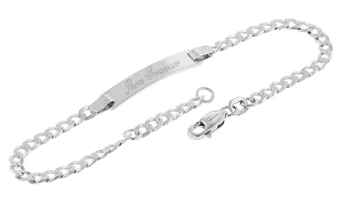 trendor Gravurarmband für Junge Leute 925 Silber Identitätsarmband 18 cm inklusive Wunsch-Gravur zauberhafter Gravurschmuck für Frauen, Geschenkidee, 41064